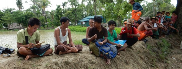Joint Research Project of Scholar Institute and Yaung Chi Thit. Research Team is doing assessments at a village in Ponnargyun Township Rakhine State